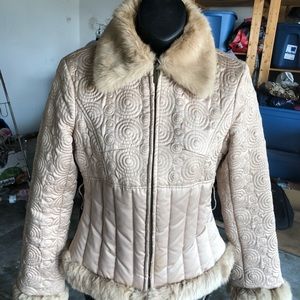 BeBe tan with fur jacket